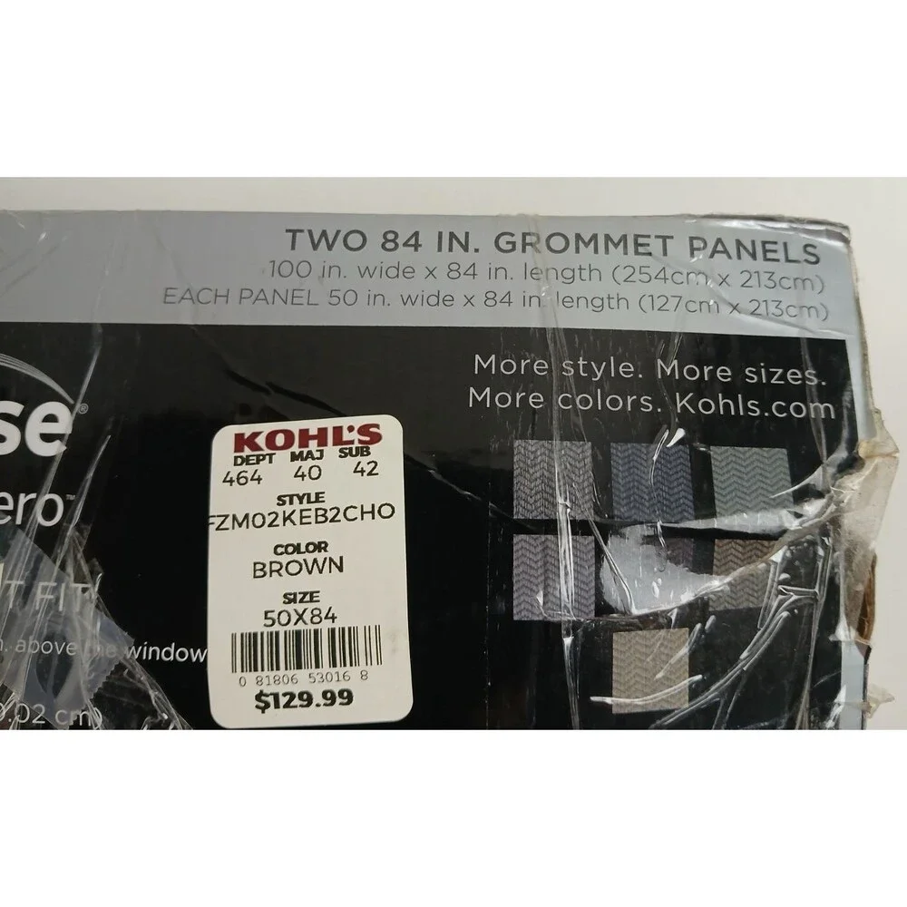 NEW Eclipse Absolute Zero 50 x 84 Grommet 2 curtain panels 'Brown' #CT130